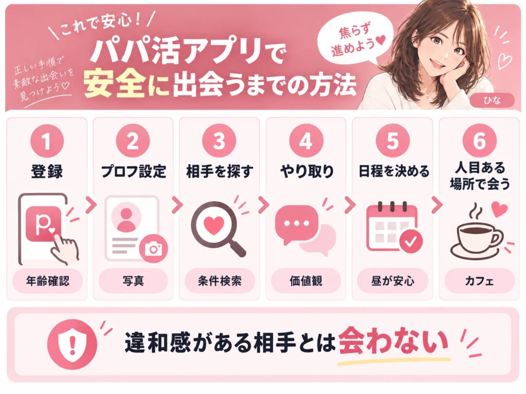 パパ活アプリ登録から初回顔合わせまでの流れ